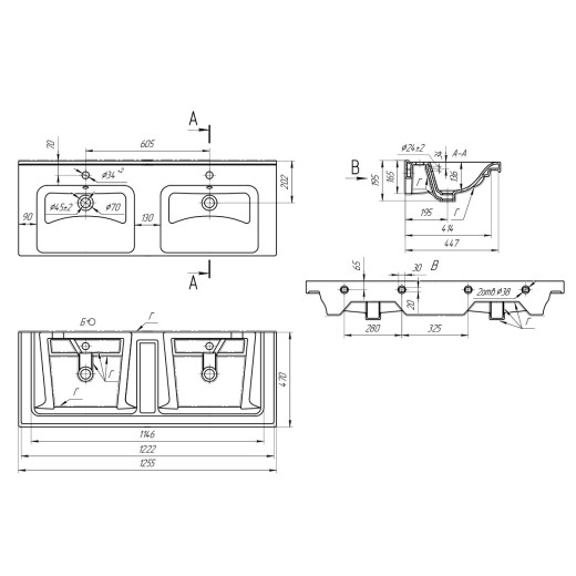 Умывальник мебельный Dreja Гармония 125
