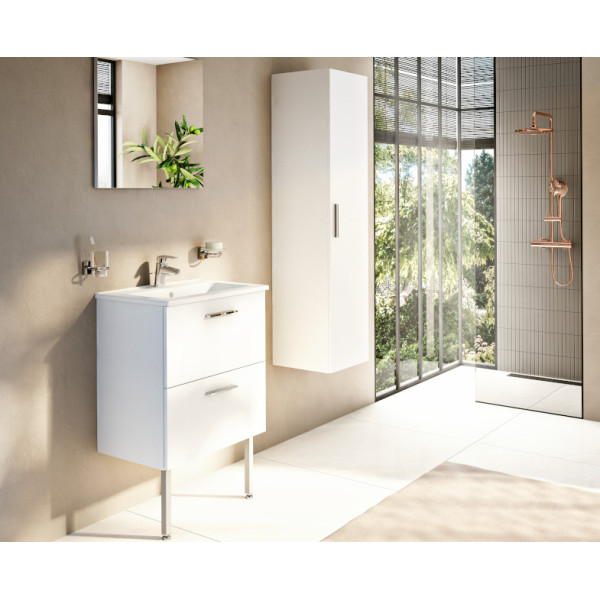 Тумба с раковиной Vitra Mia 60 с 2 ящиками, белый глянец