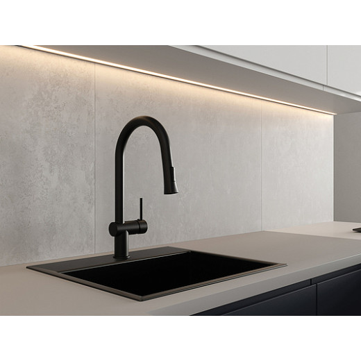 Смеситель Cersanit для кухни MELAR однорычажный с выдвижным изливом, черный