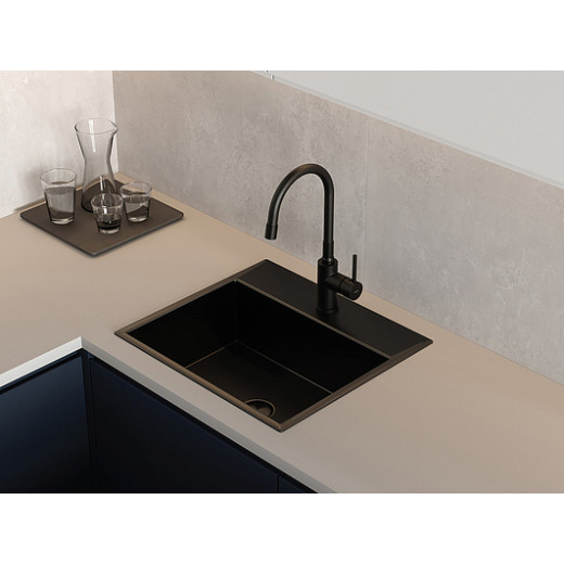 Смеситель Cersanit для кухни MELAR однорычажный с гибким изливом, черный