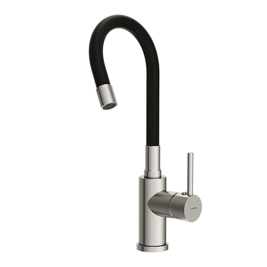 Смеситель Cersanit для кухни MELAR однорычажный с гибким изливом, никель