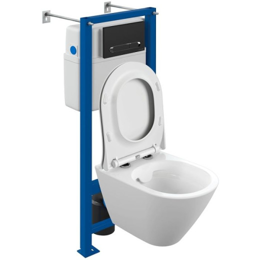Комплект Cersanit CITY SMART CO DPL EO slim инсталляция VECTOR кнопка ESTETICA пласт. черный матовый