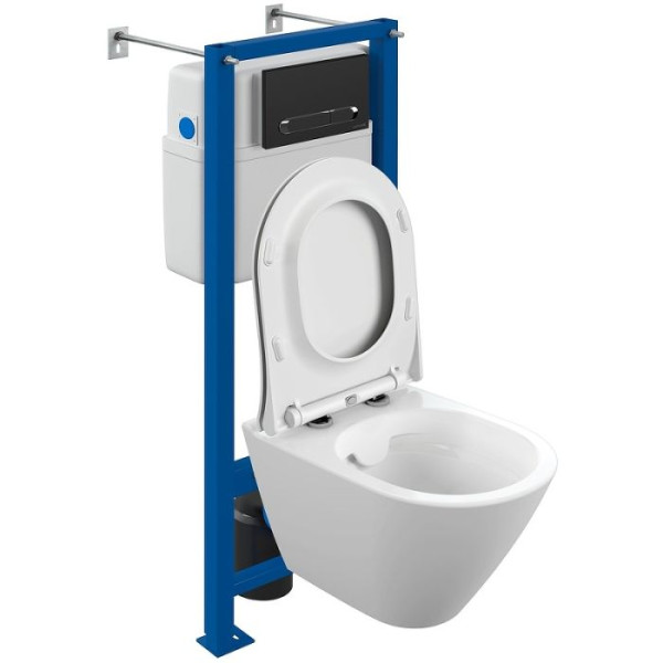 Комплект Cersanit CITY SMART CO DPL EO slim инсталляция VECTOR кнопка ESTETICA пласт. черный матовый