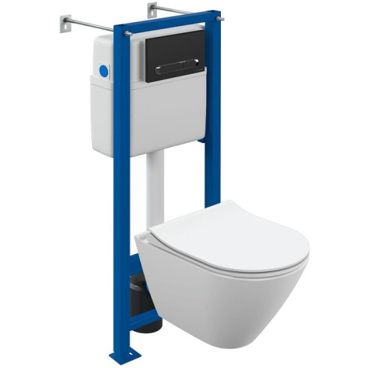 Комплект Cersanit CITY SMART CO DPL EO slim инсталляция VECTOR кнопка ESTETICA пласт. черный матовый