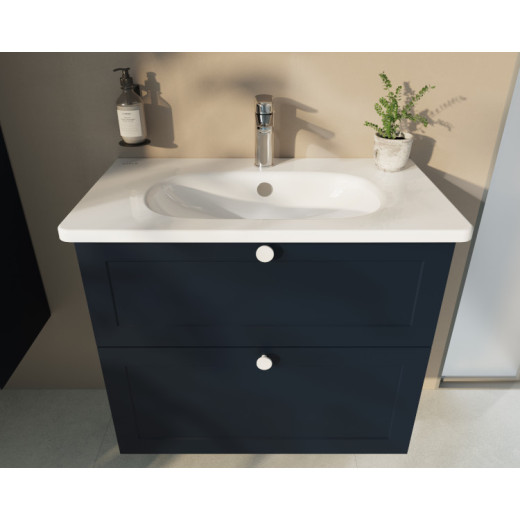 Тумба с раковиной Vitra Root Classic 80 с 2 ящиками, темно-синий матовый