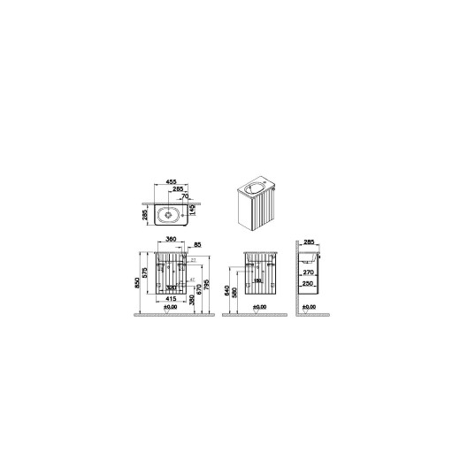 Тумба с раковиной Vitra Root Groove 45 с дверцей, левосторонняя, белый матовый