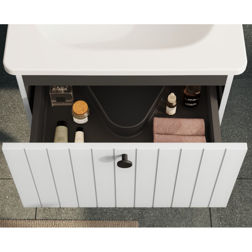 Тумба с раковиной Vitra Root Groove 60 с 2 ящиками, белый матовый