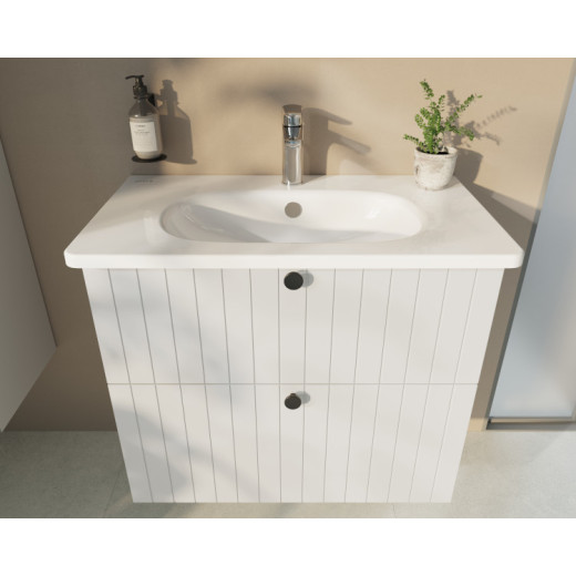 Тумба с раковиной Vitra Root Groove 80 с 2 ящиками, белый матовый