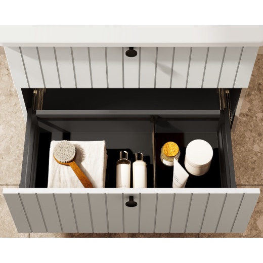 Тумба с раковиной Vitra Root Groove 80 с 2 ящиками, белый матовый