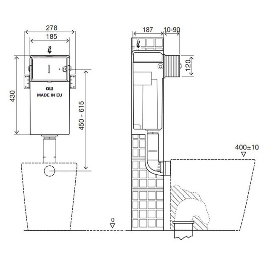 Бачок сливной для QUADRA, механический, двойной смыв, OLI