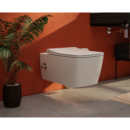 Унитаз Vitra Metropole Rim-Ex 7672B003-1684, подвесной, безободковый, с функц. биде и встр. смес-ем