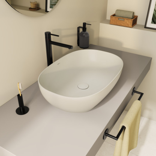 Раковина-чаша Vitra Outline Recycled 7995B066-0016, овальная, 60x41см, без перелива, матовый тауп