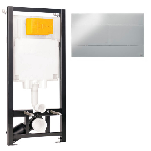 Комплект:Инсталляция OLI 80 ECO, мех.+панель слива  Slim хр. гл., OLI, Комплекты (инсталляции ГП)