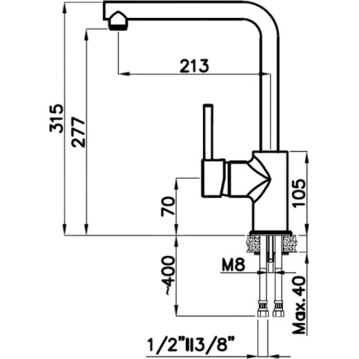 Смеситель RIVELATO Vico для кухни Г-обр. D-35мм antracite/cromo