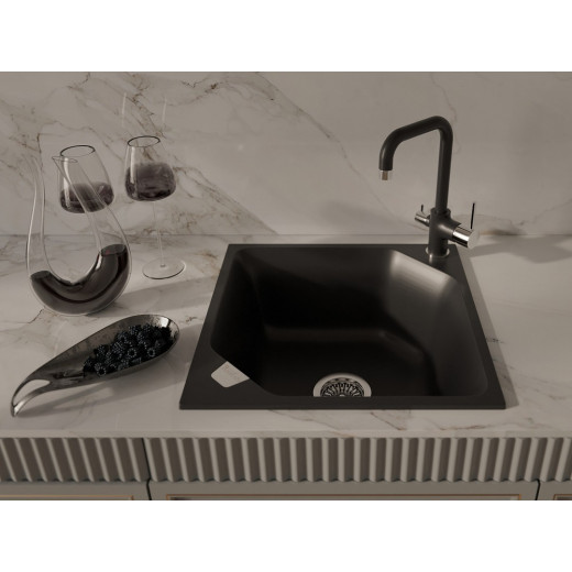 Смеситель RIVELATO Tovel для кухни Г-обр. с краном питьевой воды D-35мм antracite/cromo