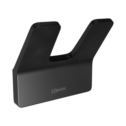 Крючок двойной Lemark SMOOTH LINE для полотенец, чёрный