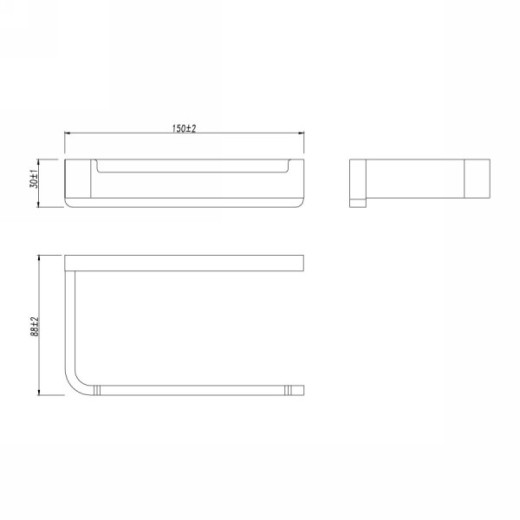 Бумагодержатель Lemark SMOOTH LINE открытый, чёрный