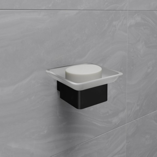 Мыльница Lemark SMOOTH LINE с держателем, чёрный