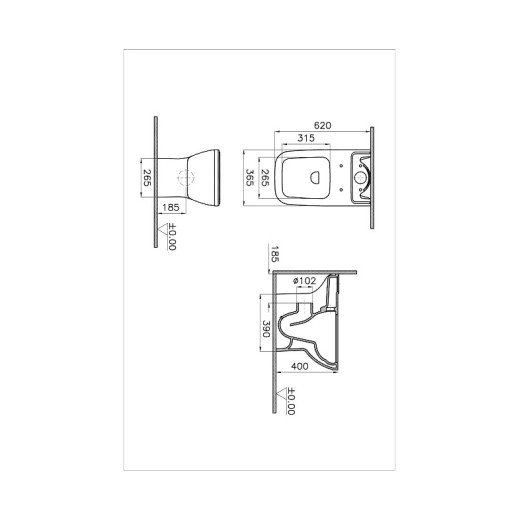 Унитаз-компакт Vitra Integra Square 9833B003-7205, тонкое сиденье микролифт, механизм 3/6 л
