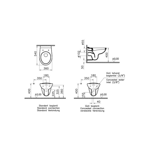 Унитаз VITRA S10 9842B003-7206, подвесной, сиденьем с микролифтом, инсталляцией и панелью управления