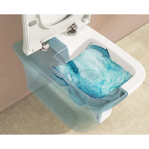 Унитаз VITRA Zentrum Square 9875B003-7201, кнопка хром, сиденье дюропласт с м/лифт, с инсталляцией