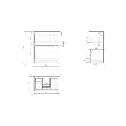 Тумба Dreja SLIM 55 см., подвесная/напольная, 2 ящика, белый глянец