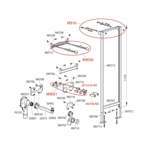 Pама для умывальника (высота монтажа 1,2 м), арт. A104/1200