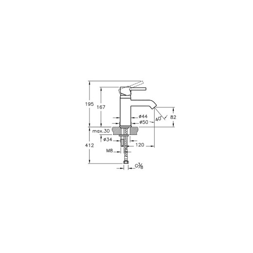 Смеситель для раковины VITRA Minimax S A41984EXP хром