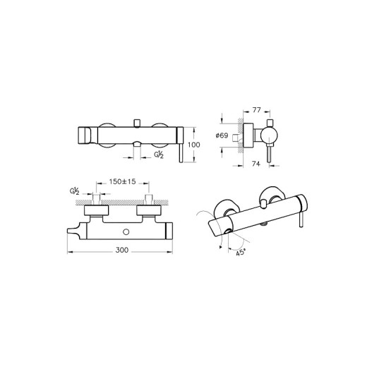 Смеситель для ванны VITRA Origin A4261936 глянцевый черный