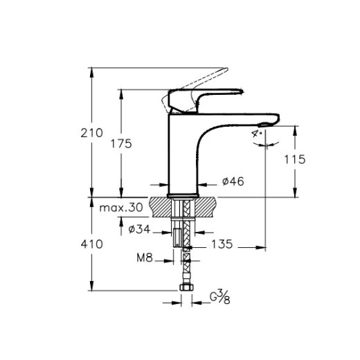 Смеситель для раковины VITRA Root Round A4270626EXP глянцевый, медь
