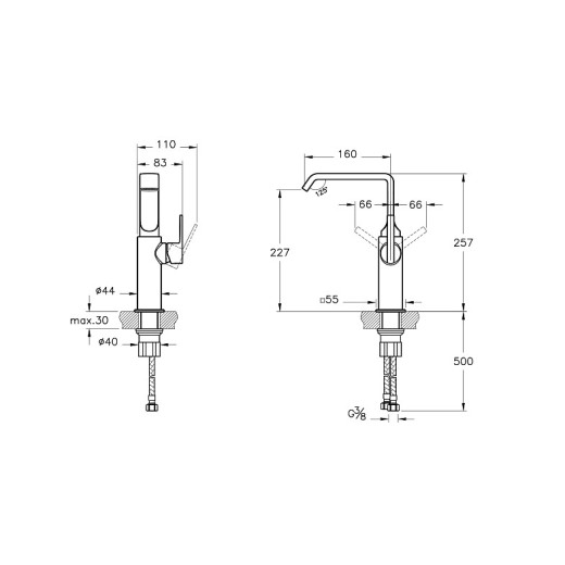Смеситель для раковины VITRA Suit A42765 глянцевый черный