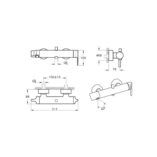 Смеситель для ванны VITRA Suit A4281839 глянцевый черный