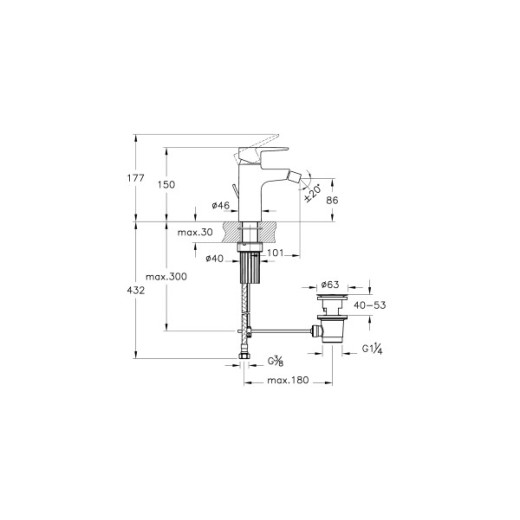 Смеситель для биде VITRA Flow Soft A4305436EXP матовый черный