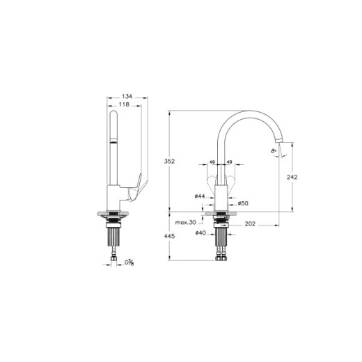 Смеситель для кухни VITRA Flow Round A43407EXP хром