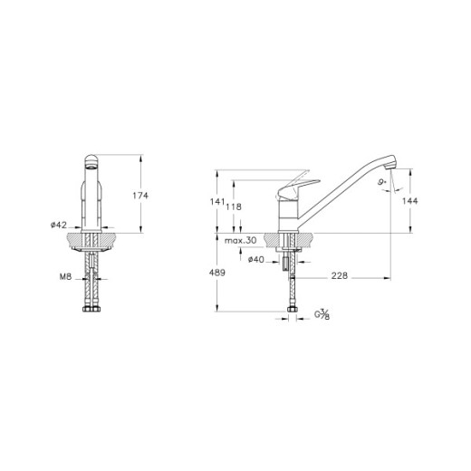 Смеситель для кухни VITRA Flow Round A43429EXP хром