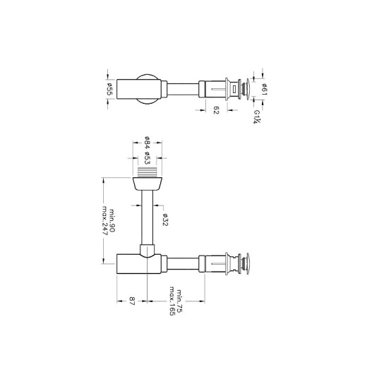 Сифон для раковины с донным клапаном VITRA Syphon A45154, хром