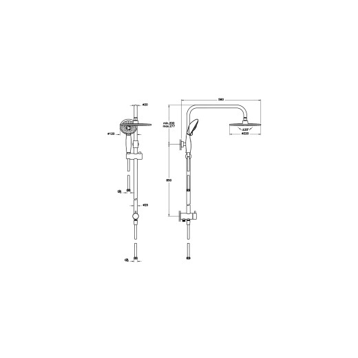 Душевая колонна VITRA System Rain A45597EXP хром
