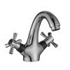 Смеситель Decoroom DR51011-Black двуручный для умывальника монолитный, черный/хром