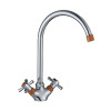 Смеситель Decoroom DR51028-Orange двуручный для кухни с поворотным изливом, оранжевый/хром