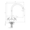 Смеситель Decoroom DR51028-White двуручный для кухни с поворотным изливом, белый/хром