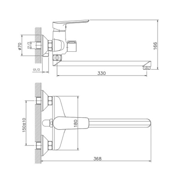 Смеситель HAIBA HB22198 для раковины с длинным изливом, хром