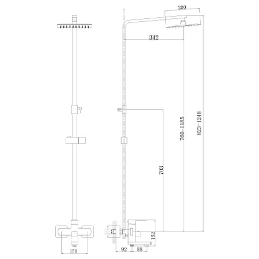 Душевая система HAIBA HB23803-7, тропический душ, нержавеющая сталь, черный