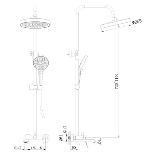 Душевая система HAIBA HB24553-7 черный