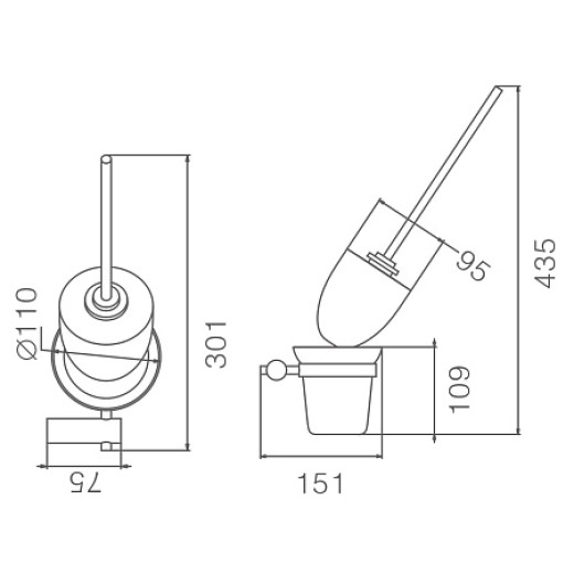 Ёршик HAIBA HB8410 туалетный настенный, хром