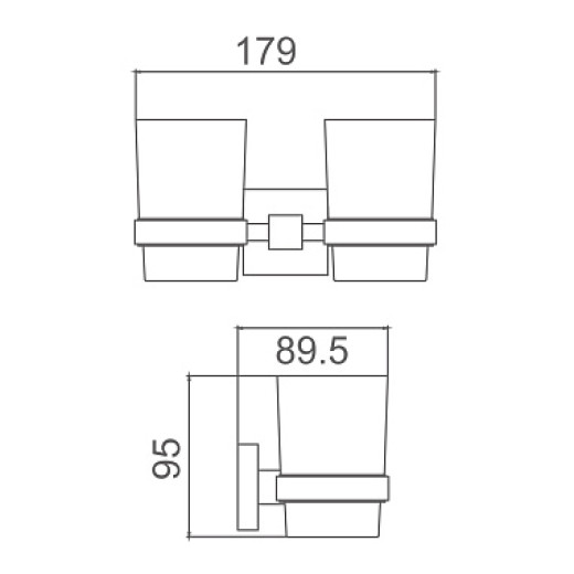 Держатель стакана HAIBA HB8908, двойной, матовое стекло, черный