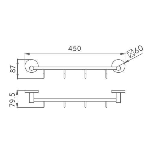 Крючок HAIBA HB9015-4 четверной, хром