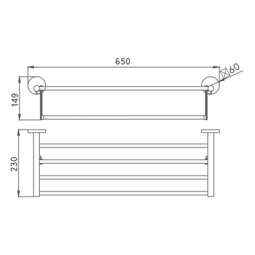 Полка для полотенец HAIBA HB9024, хром
