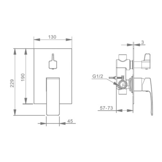 Встраиваемый смеситель для ванны и душа 2-режима RAGLO R01.272