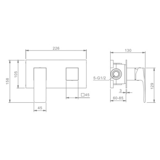Встраиваемый смеситель для ванны и душа 3-режима RAGLO R01.273