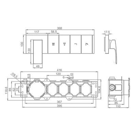 Встраиваемый смеситель для ванны и душа 4-режима RAGLO R02.274